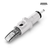 A single Quelle Tattoo Needle Cartridge with a transparent tip and a white casing.